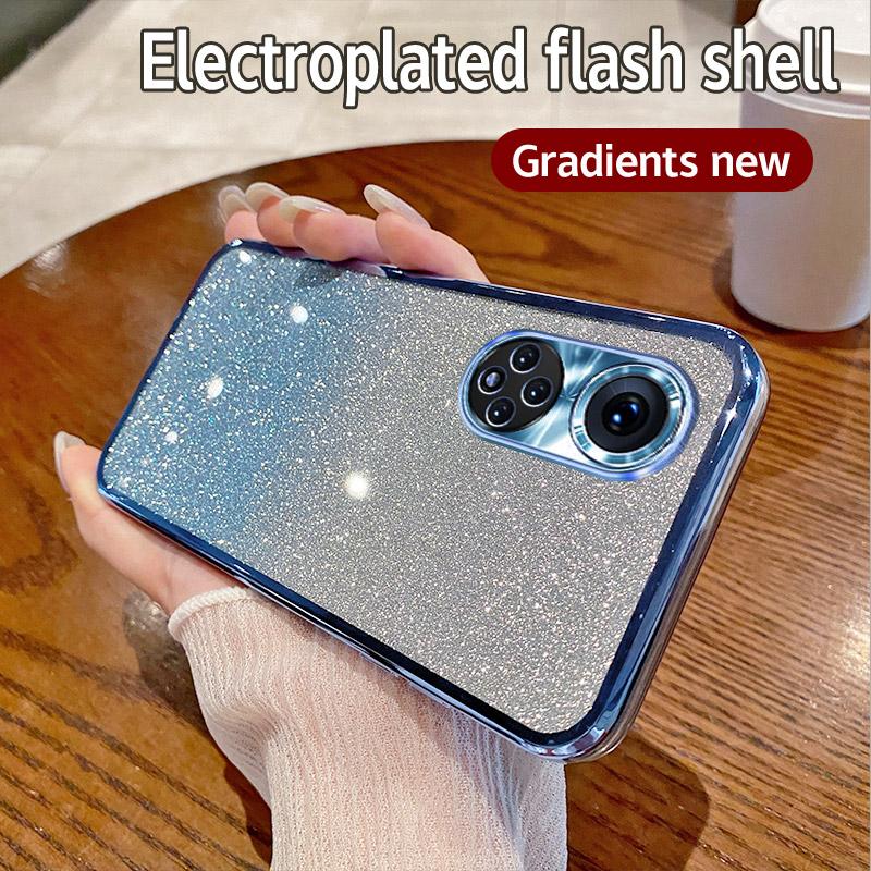 For Huawei Nova 9 Pro Case Honor 50 Pro Phone Case Shiny Glitter Plating Silicone Camera Lens Soft Back Cover