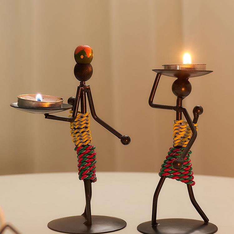 Luxury European-Style Creative Retro Wrought Iron Candlestick for Dining Table Decor and Candlelight Ambiance