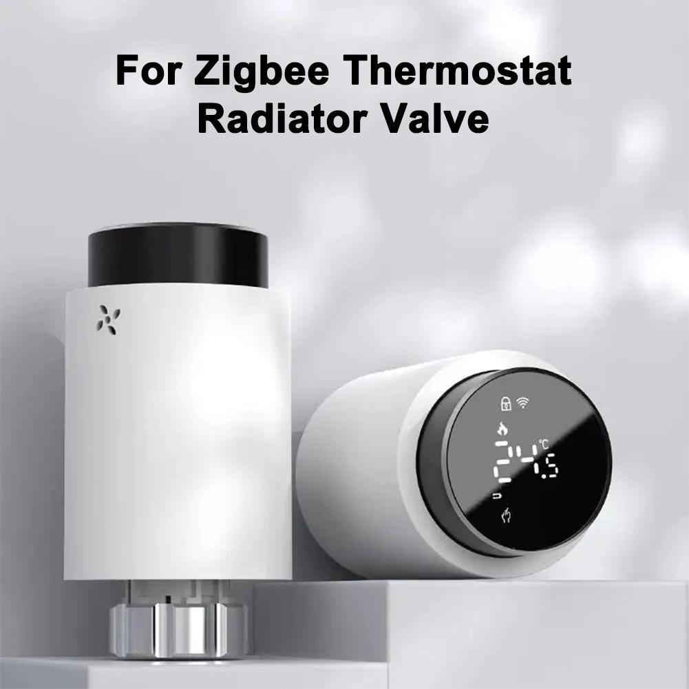 For Zigbee Hub Radiator Valve Smart Heating White Black Heating Thermostat Voice Assistant Compatible Mobile App Control