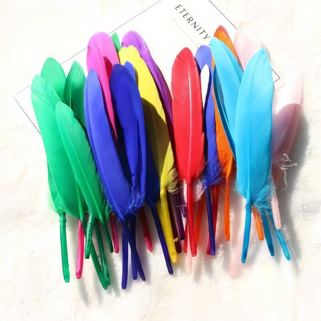 100Pcs Blue Goose Feathers 10-15cm Natural Dyed Feather for Wedding Decoration Party DIY Crafts Halloween Costume Supplies