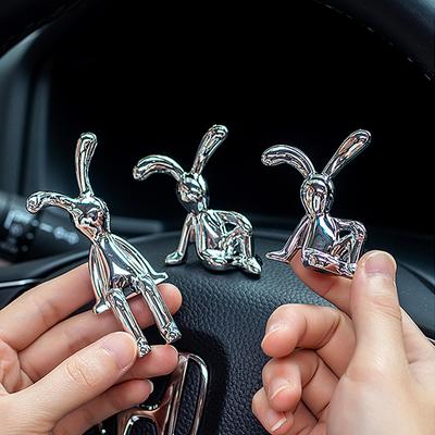 Cartoon Bunny Sculptures Modern Style Bunny Art Crafts Silver Nordic Rabbit Statue Living Room Decoration