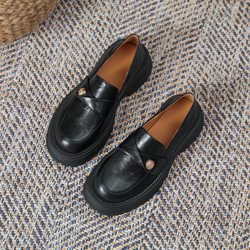 

Золотые лоферы для женщин, весенняя новинка, британский стиль, высококлассные туфли на толстом каблуке из кожи, милые и крутые одинарные туфли с камелией 40