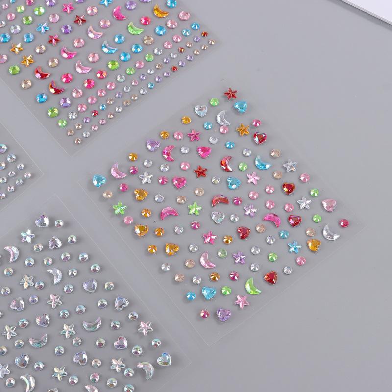 3D Eyes Face Makeup Temporary Tattoo Self Adhesive Beauty Colorful Pearl Jewels Stickers Festival Diy Body Art Decorations