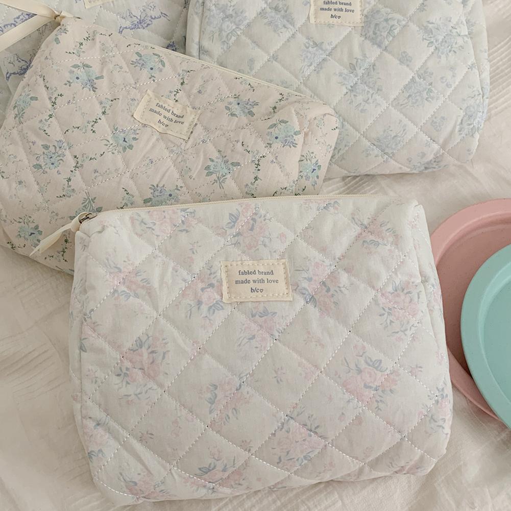 Damen Reise Make-up Kosmetikkoffer Große Kapazität Gesteppte Karierte Make-up Tasche Damen Make-up Tasche Geldbörse für Kosmetik Make-up Pinsel