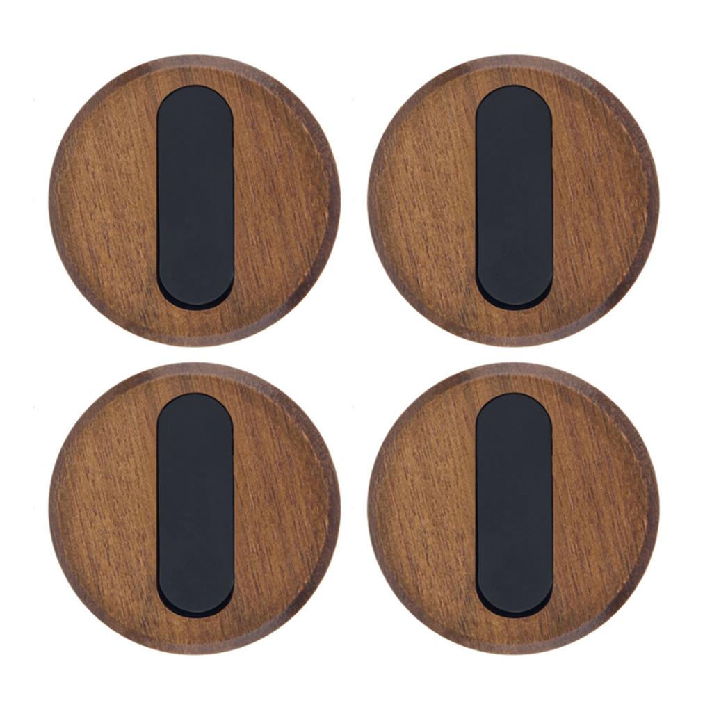 4pcs Wood Hooks Modern Self Adhesive Space Saving Wall Mounted Folding Coat Hooks for Clothes Towels Hats Bags Black
