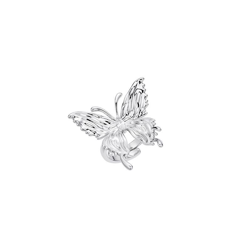 

Liquefied Butterfly Zir*****Pen Ring Niche Design Folds Cold Wind Dark Wind Light Luxury High-End Women Adjustable opening