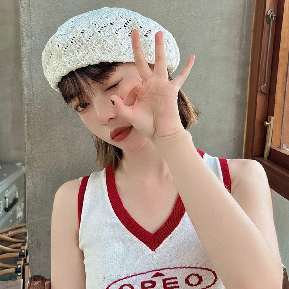 

Autumn Bonnet For Women Artist Hat Newsboy Cap Painter Hat Women Caps Octagonal Hat Knitted Beret