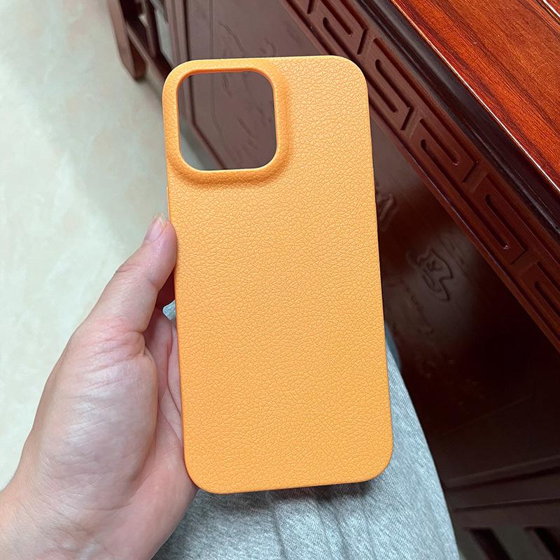 Applicable To IPhone16ProMax Mobile Phone Case 14 Apple 15 Simple TPU Leather Pattern 12Pro Material Case 13