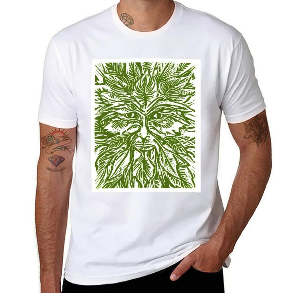 Green Man TShirt Casual Loose Fit Summer Tee Shirt