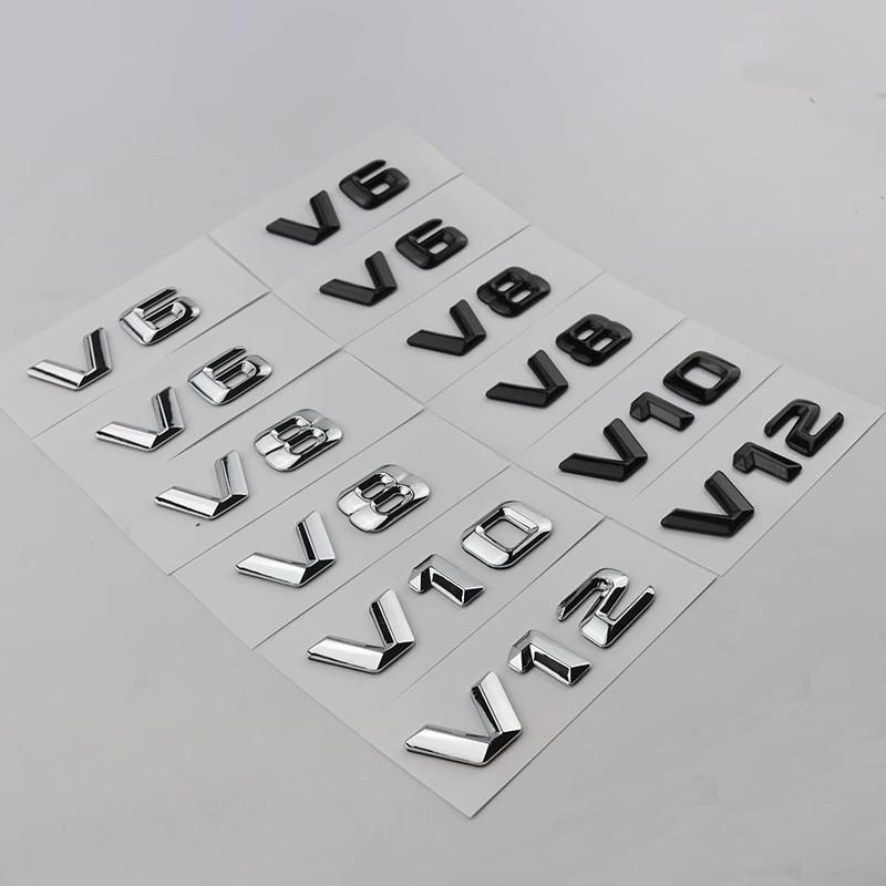 1Pc Car Displacement ABS Sticker V6 V8 V10 V12 Car Side Sticker Rear Tail Badge For Mercedes-Benz BMW