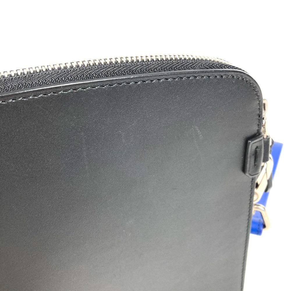 Dunhill D logo with Strap Cluch Bag Clutch bag Leather Black/Blue x White