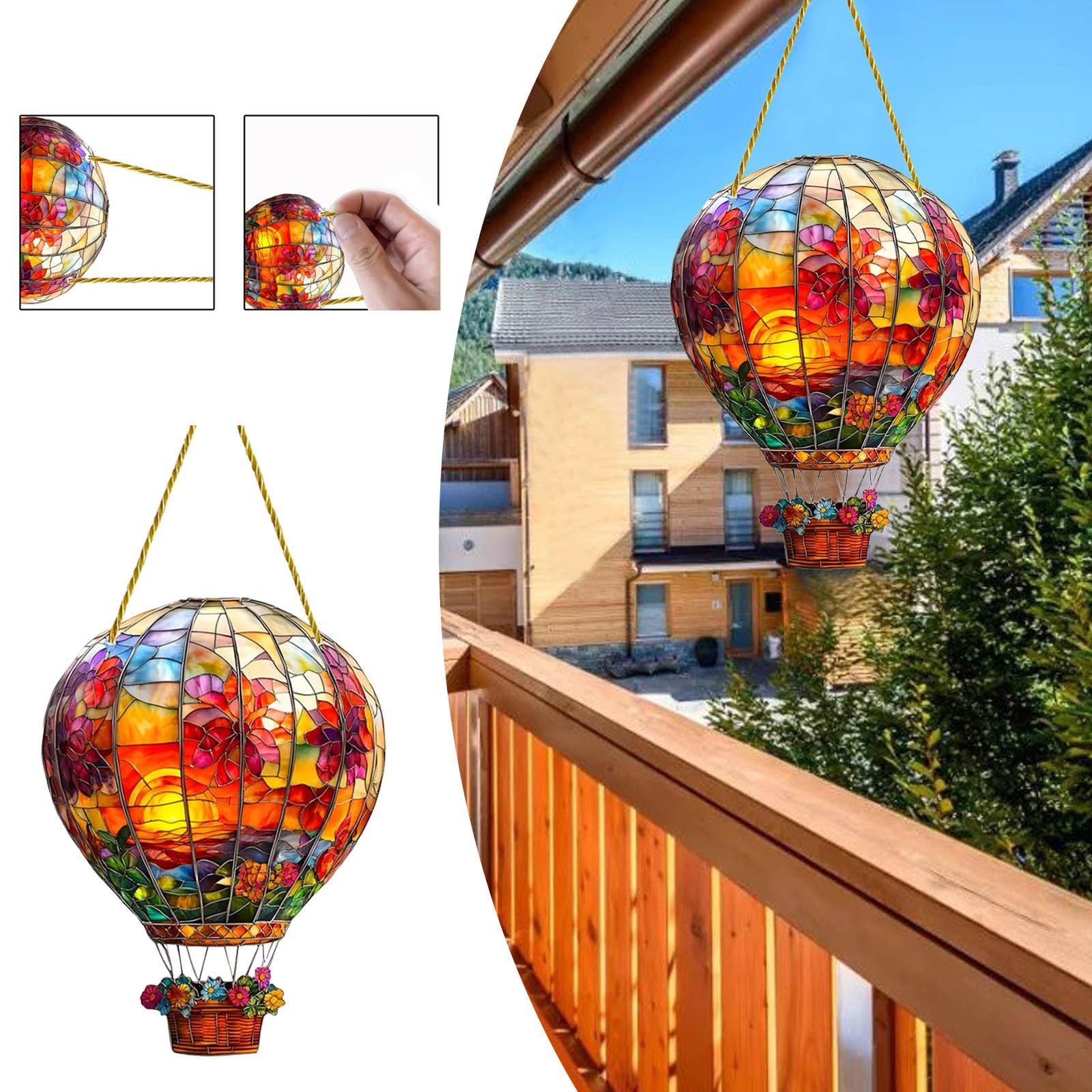 Hot Air Balloon Stained Acrylic Wall Hangable Colored Decor | Hot Air Balloon Window Glass Christmas Decorations One Size зелёный