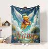 Custom Name Winnie Pooh Flannel Blanket Throw Blanket Soft Warm Sofa Bed Decor Unique Gift