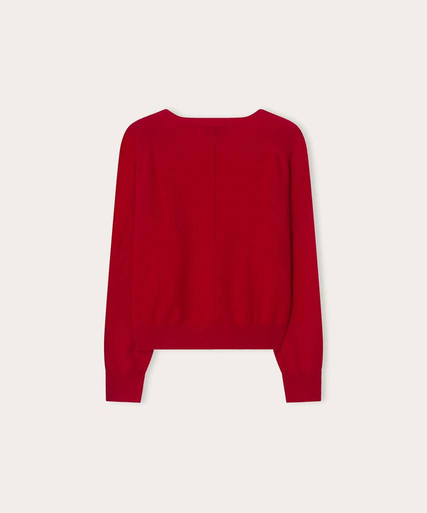 ATA Cadiz Wool Cashmere V-Neck Pullover_Red