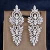 Luxury Leaf Marquise Zircon Long Drop Dangle Earrings Shiny AAA Cubic Zirconia Bridal Women's Wedding Party Zircon Accessories