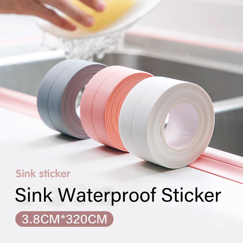 2PCS Sealed Self-adhesive Waterproof PVC Sticker Self-adhesive Tape Bathroom Shower Sealing TapeForKitchen Shower Sink Tools