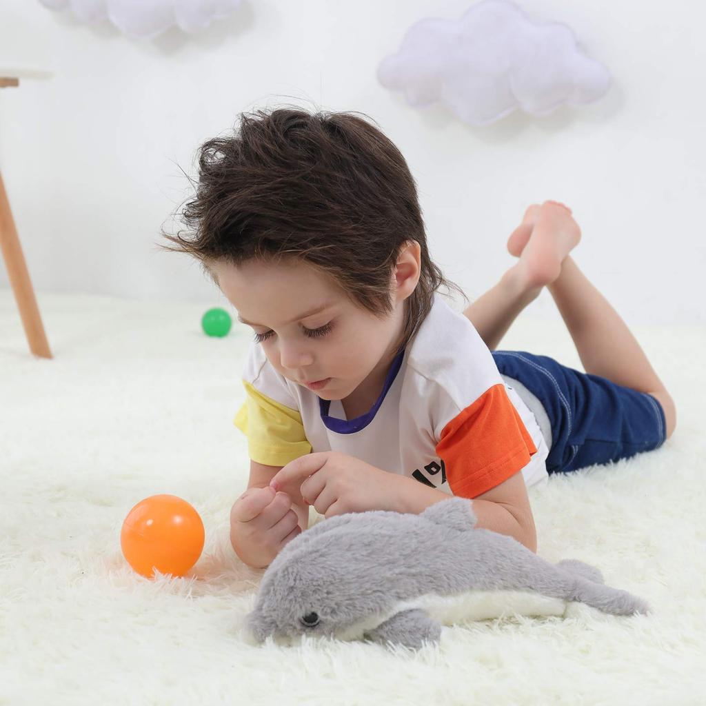 Apricot Lamb Grey Dolphin Plush Toy for Kids, Soft and Cute, Fluffy Grey Dolphin for Girls and Boys, 30cm