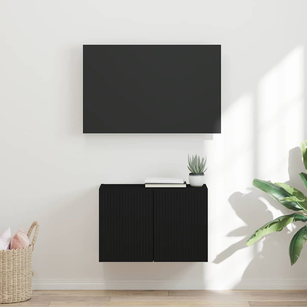 Wall Mounted TV Cabinet Black 59.5 X 31 X 40 Cm Engineered Wood