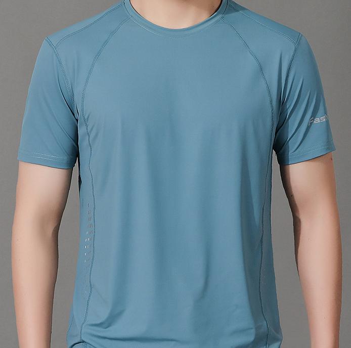 Didelio dydžio „Ice Silk“ marškinėliai trumpomis rankovėmis, skirti greitai džiūstantiems vyriškiems drabužiams, vasarinis kvėpuojantis elastinis kūno rengybos kostiumas, „Top Running“ sportiniai marškinėliai