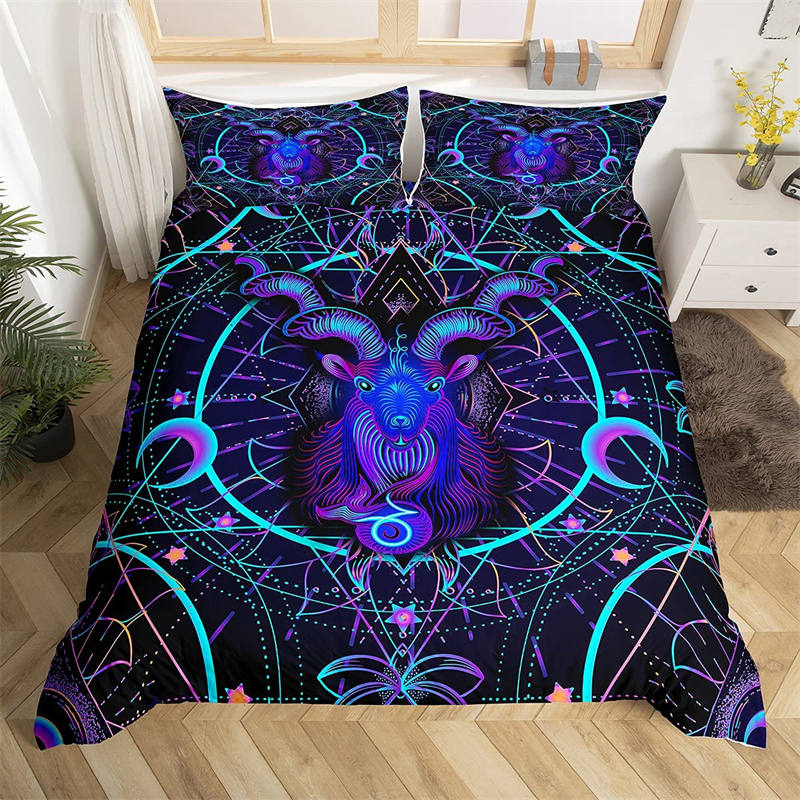 Pisces Bedding Set Mystery 12 Constellations Duvet Cover Set For Kids Teens Adults Boho Fish Print Comforter Cover Bedroom Decor