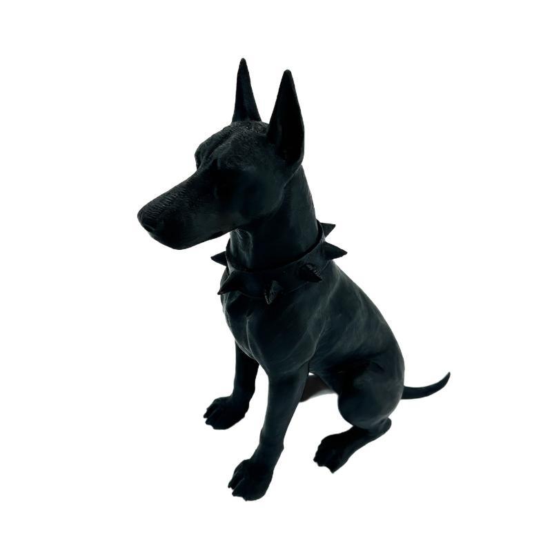 Lifelike Sitting Doberman Pinscher Figurine Exquisite Cool Dog Statue for Car Dashboard Desk Bookshelf Home Decor Holiday Gift