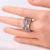 Exquisite Inlaid White CZ Women's Ring Elegant CopperColor Geometry Daily Wear Party Jewelry Anniversary Gift