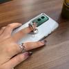Luxury Bling Rhinestone Heart Ring Bracket Clear Phone Case for OPPO A5 4G/5G Stand Cover