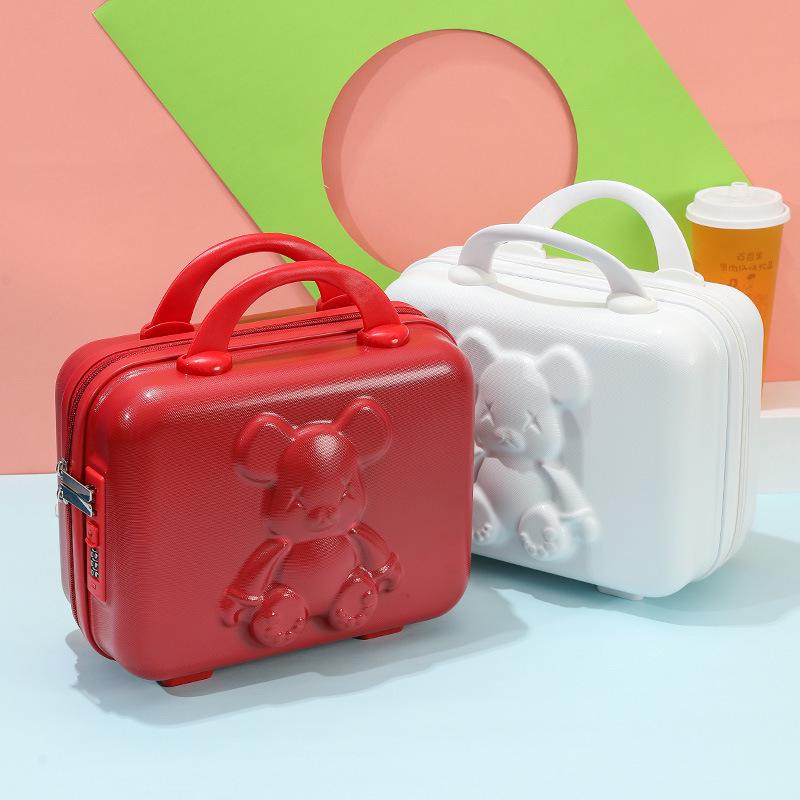 14" Compact Women's Suitcase with Lock and Code, Lightweight Mini Storage Bag