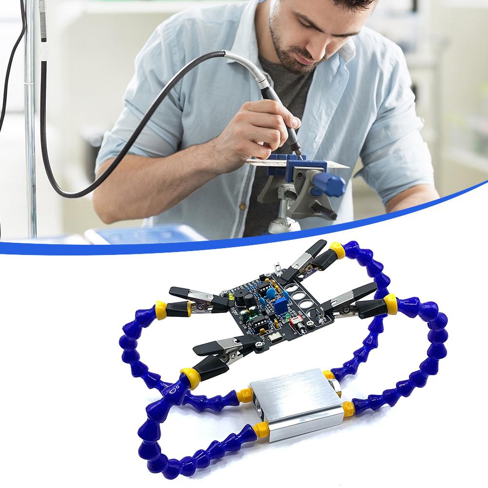 2/4pcs Clamp Soldering Station 9.8in Flexible Arms Third Hand Soldering Tool Aluminum Base 0.6in Clips for Modeling/Hobby/Crafts