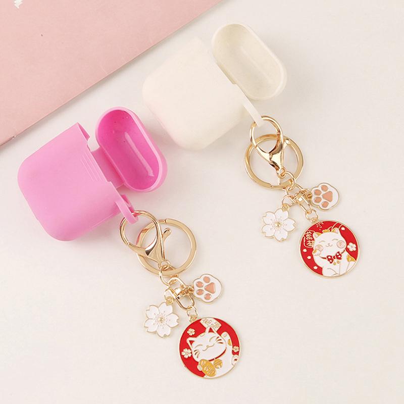 Cute Fortune Cat Keychain Maneki Neko Cat Pet Paw Sakura Original Keyring