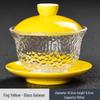 Jihong Red Ceramic Sancai Gaiwan with Glass Lid
