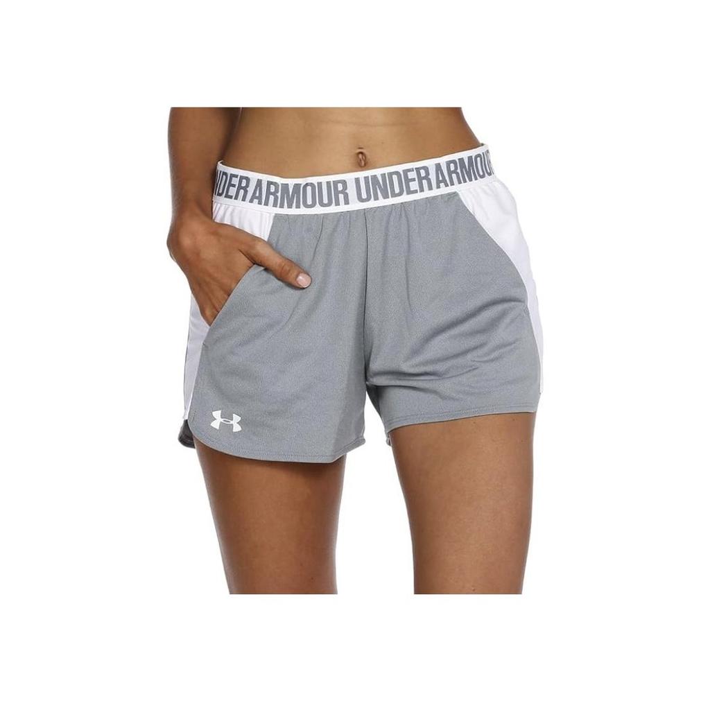 Under Armour Solid Color Casual Mid-Rise Shorts Women shorts Gray White 1292231-025