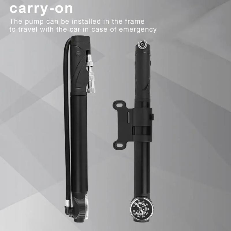 Bicycle Pump Portable High Pressure Bike Pump with Gauge for Universal Handheld Tire Inflation Lightweight Cycling Accesseries
