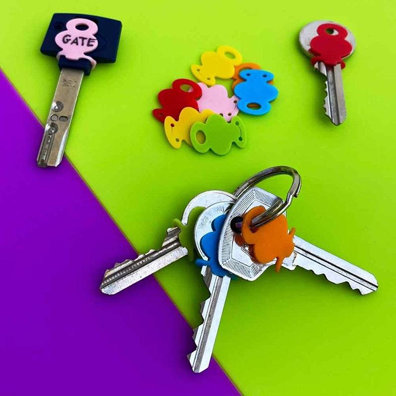 12Pcs/Set Multicolor Key Top Covers Head Caps Tags Id Markers Mixed Toppers Color Identification Ring Silicone Key Case