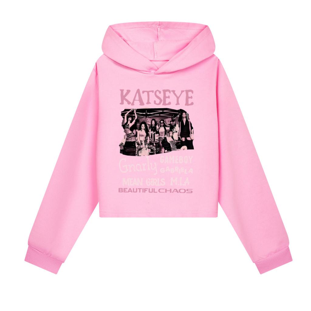 5296 Kids Girls Pop Star KATSEYE Printed Casual Long Sleeves Hoodies