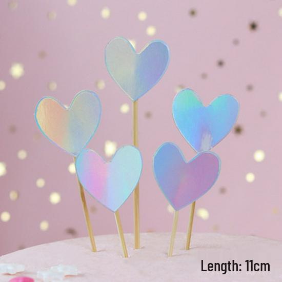 Cake Decoration Five-Pointed Star & Heart Toppers for Birthday Desserts