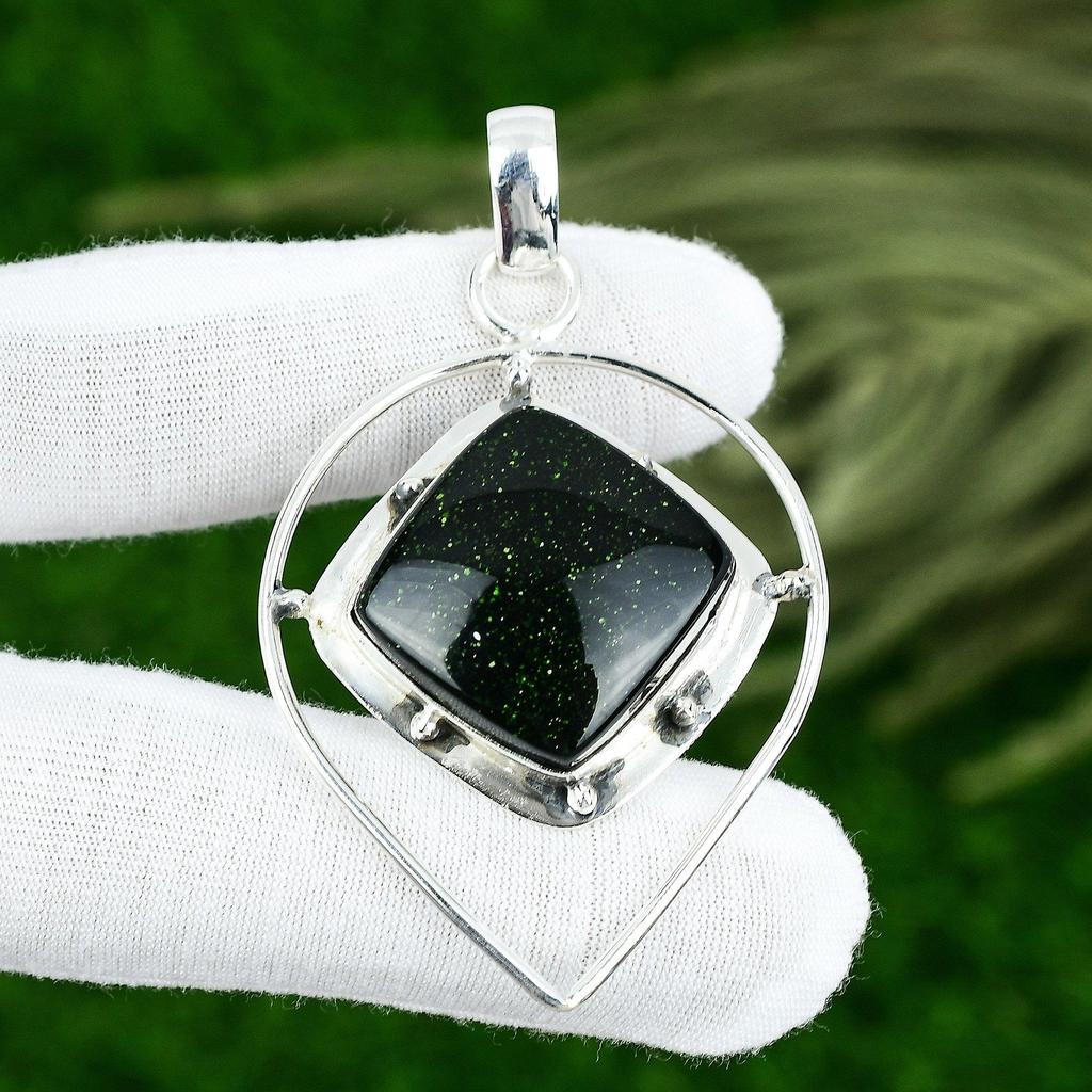 Natural Green Sunstone Gemstone Jewelry 925 Sterling Silver Pendant For Women