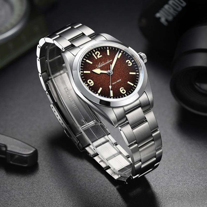 ADDIESDIVE Men’s Waterproof Quartz Watch AD2544 316L Stainless Steel C3 Retro Luminous Sapphire Fashion 37MM Wristwatch For Men