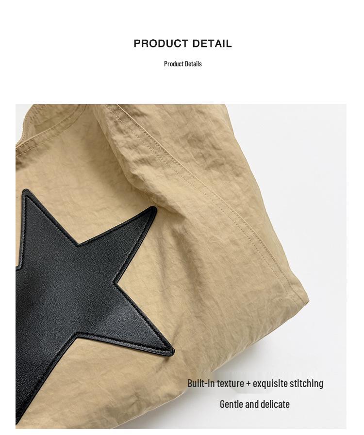 New Women's Large Capacity Nylon Tote with Star Drawstring