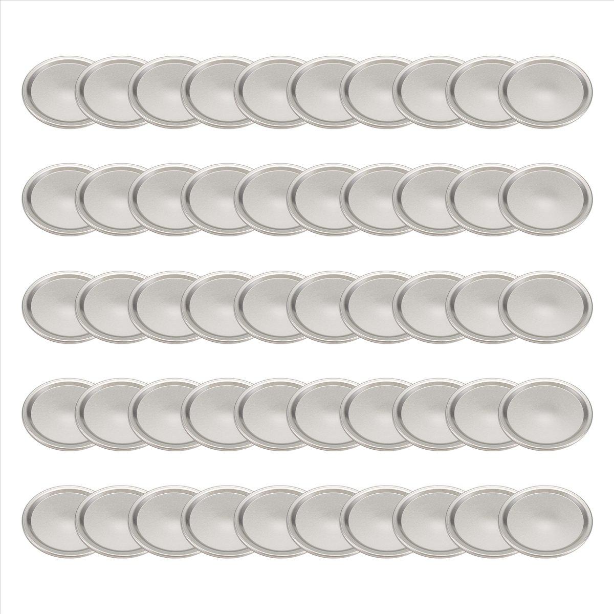 

BHBL 50 Pcs Wide Mouth 86 MM Jar Canning Lids, Reusable Leak Proof Split-Type Silver Lids with Silicone Seals Rings China Mainland