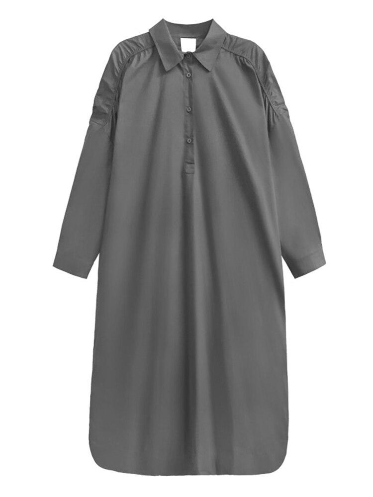 Xitao Casual Hollow Out Folds Long Sleeve Women Dress DMJ2729
