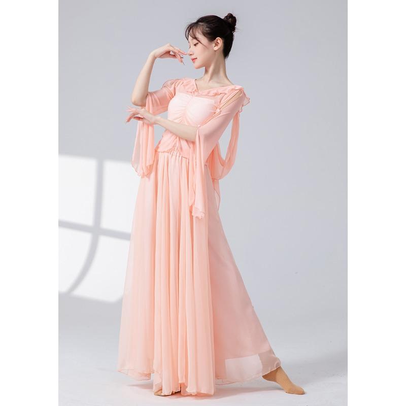 Moderner Tanz Culottes Locker Weiter Bein Rock Hose Chinesischer Volksnationaltänzer Übungskleidung Fließend Hanfu Klassisch Bühne