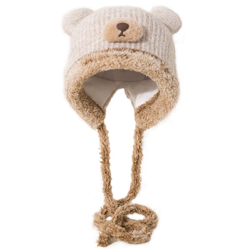 Cute Plush Hat Women's Autumn and Winter Colorful Fringed Braids Knitted Pullover Hat Ear Protector