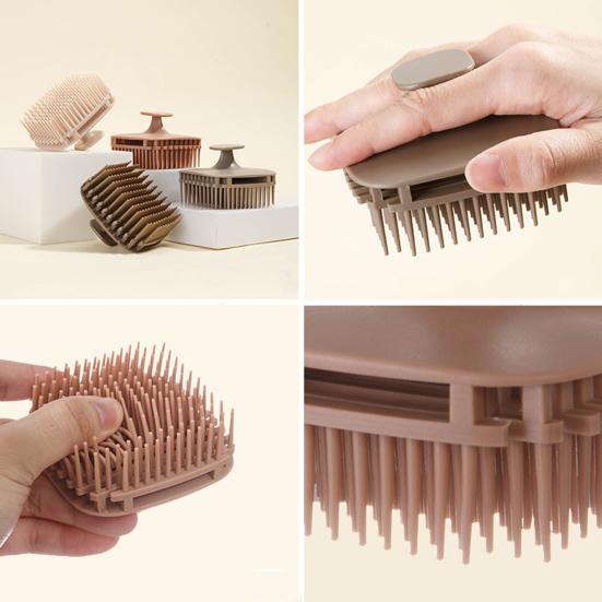 Yousheng Square Hair Scalp Massage Brush with Finger Strap Anti-Slip Hair Washing Scrubber for Deep Cleaning Exfoliating Relaxing Shower Shampoo Brush