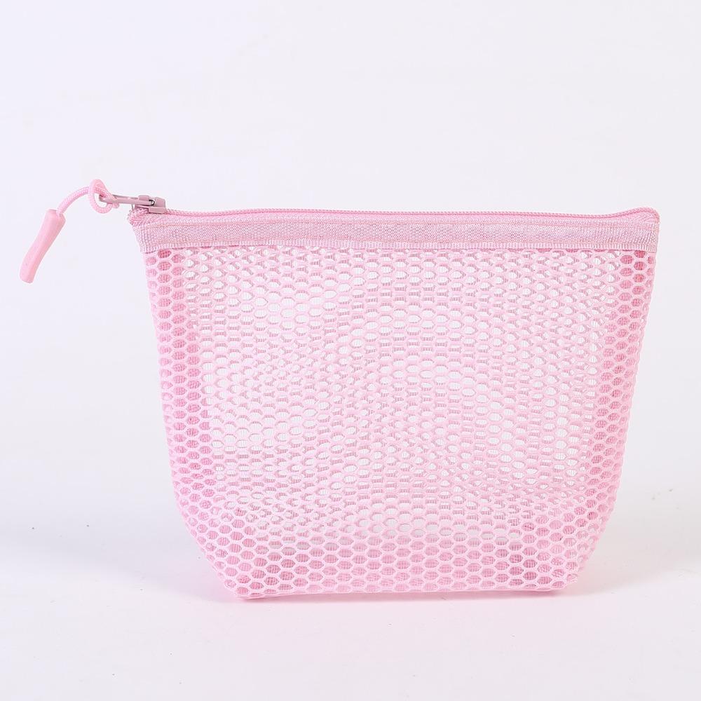 Portable Mesh Cosmetic Bag Dopamine Transparent Lipstick Makeup Bag Large Capacity Zipper Coin Purse for Women Girls