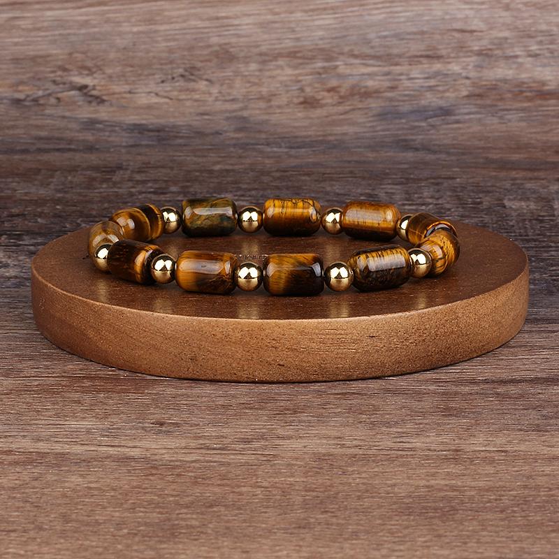 Natürlicher facettierter Tigeraugenstein Reiki-Armbänder Herren Mode Energie Hämatit-Perlen Armbänder für Frauen Seelen Schmuck Geschenk Pulsera