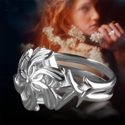 Blumenring Cosplay Schmuck 925 Sterlingsilber Ehering für Frauen Mädchen Geburtstags Verlobungsgeschenk