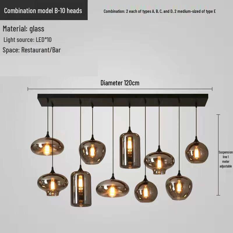 Modern Multi-Head Glass Chandelier Pendant for Dining Room
