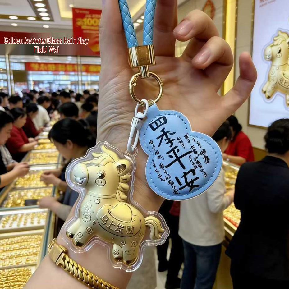 Jahr des Pferdes Gold 999 Schlüsselanhänger Anhänger für Festivals