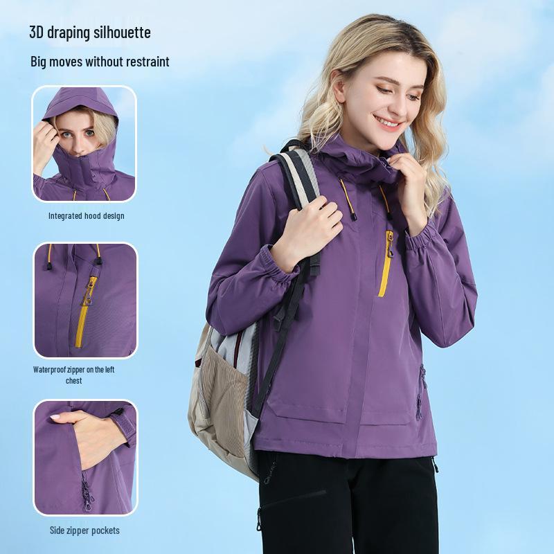 Women's Hooded Windproof Jacket for Spring/Autumn Outdoor Hiking Camping